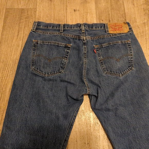 NWD Levi 501 Mens 38x32 Navy Blue Jeans $79 Straight Regular Medium Wash - Picture 11 of 12